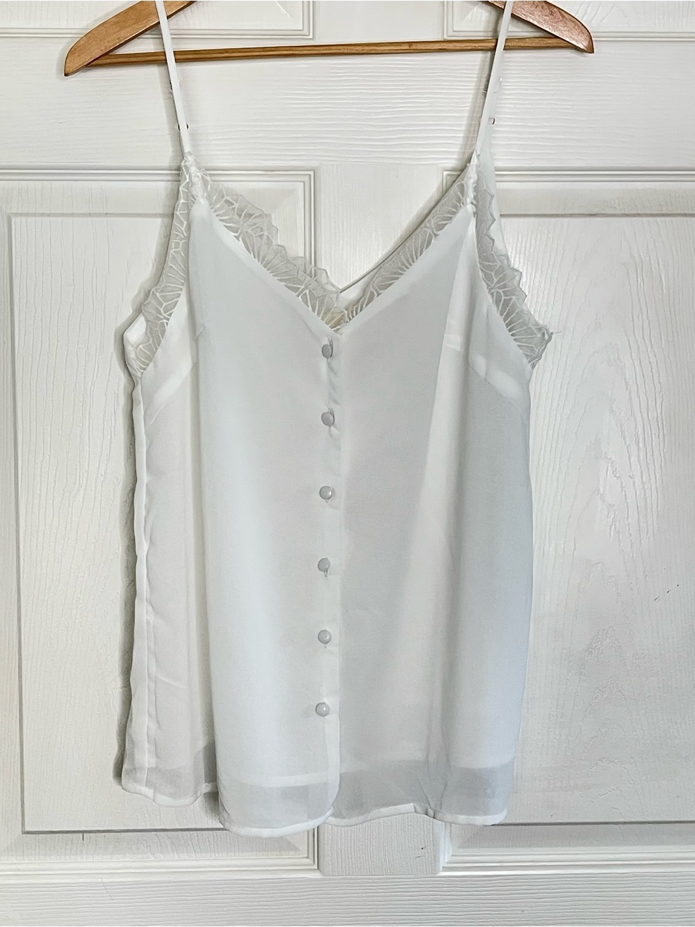 White dainty Lace-Trim Button-Front Cami fairycore romantic